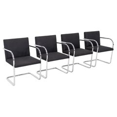 2000 Mies van der Rohe for Knoll Brno Dining Arm Chair in Black Fabric