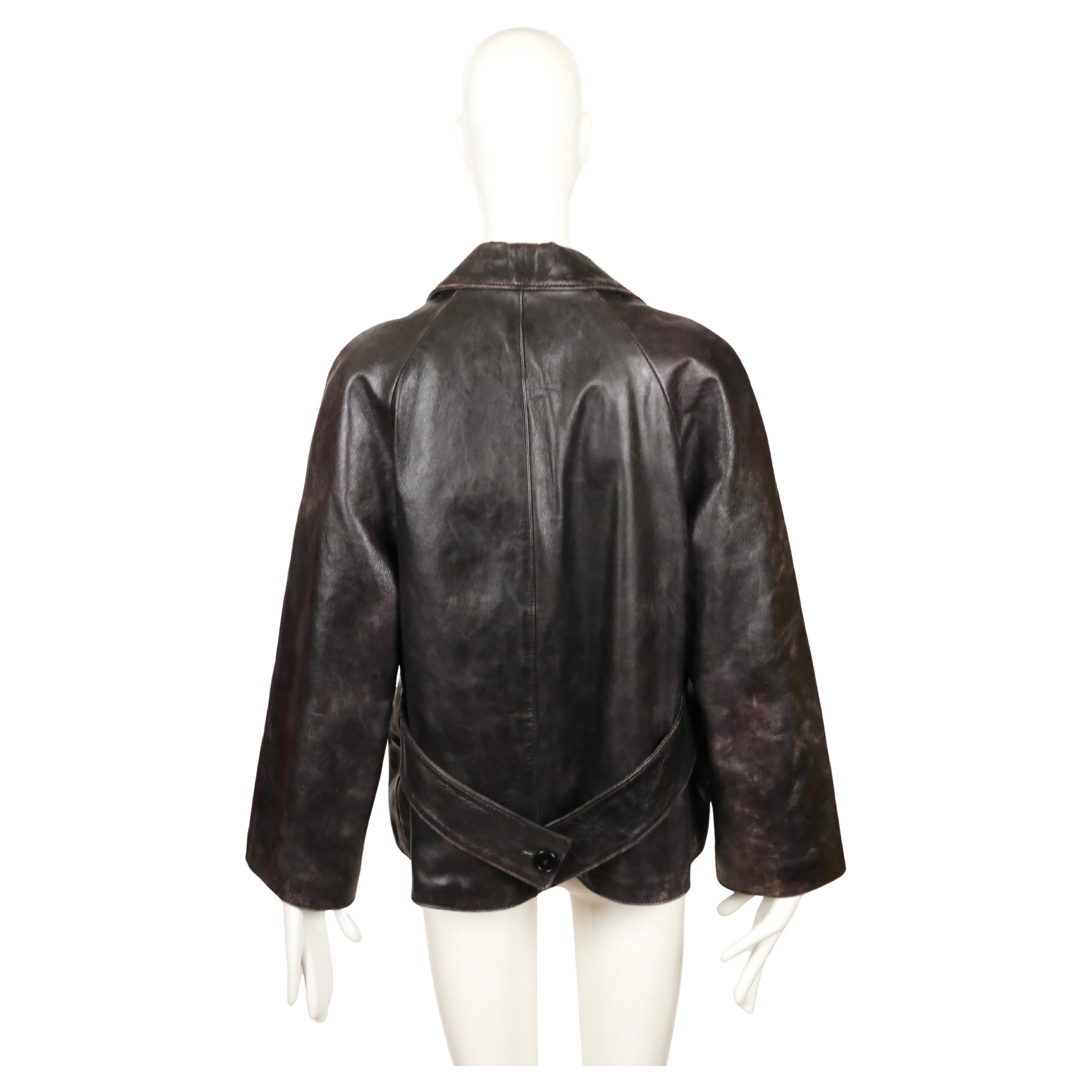 2000 MIU MIU heavily 'distressed' leather RUNWAY jacket For Sale 5