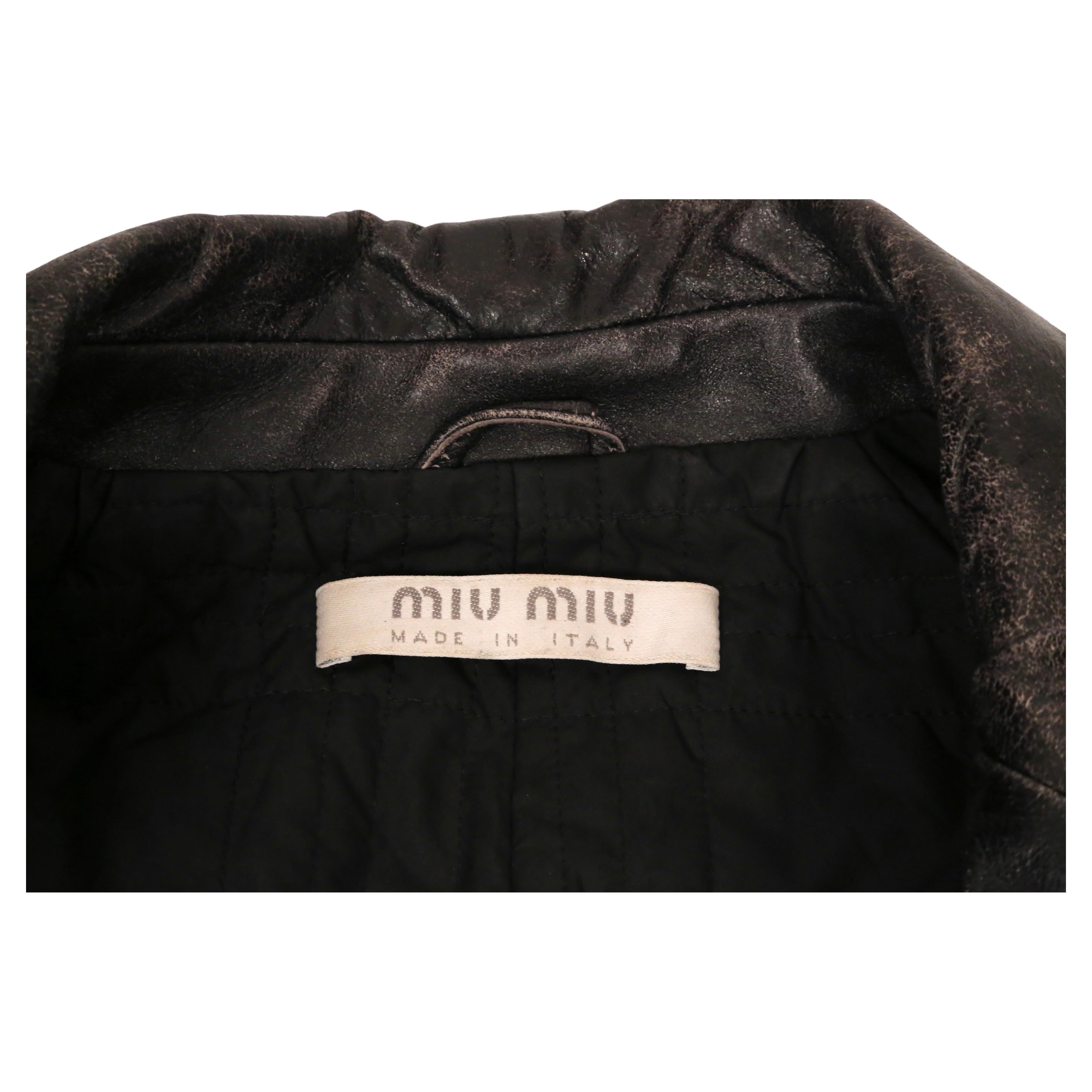 2000 MIU MIU heavily 'distressed' leather RUNWAY jacket For Sale 6