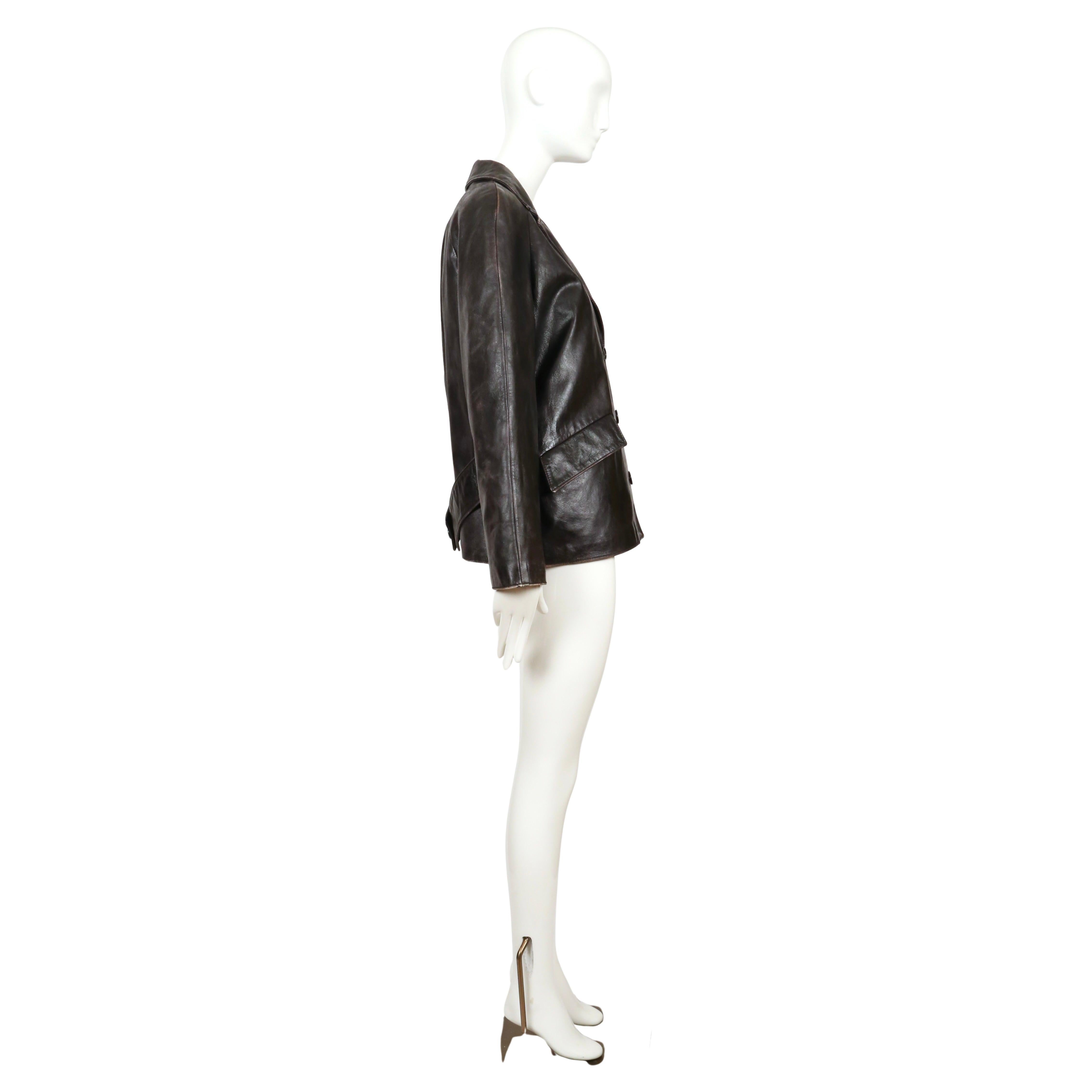 2000 MIU MIU heavily 'distressed' leather RUNWAY jacket In Good Condition For Sale In San Fransisco, CA