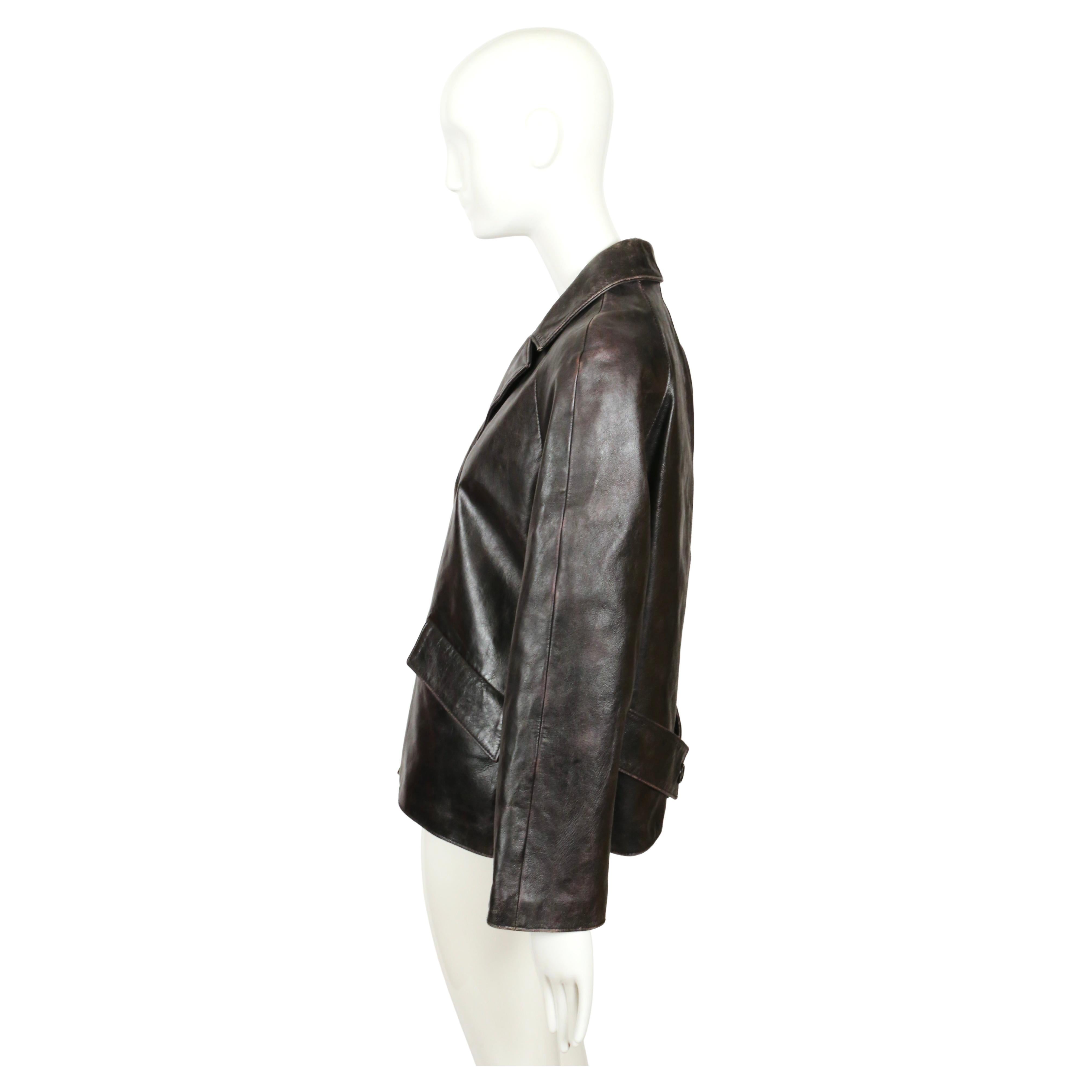 2000 MIU MIU heavily 'distressed' leather RUNWAY jacket For Sale 1