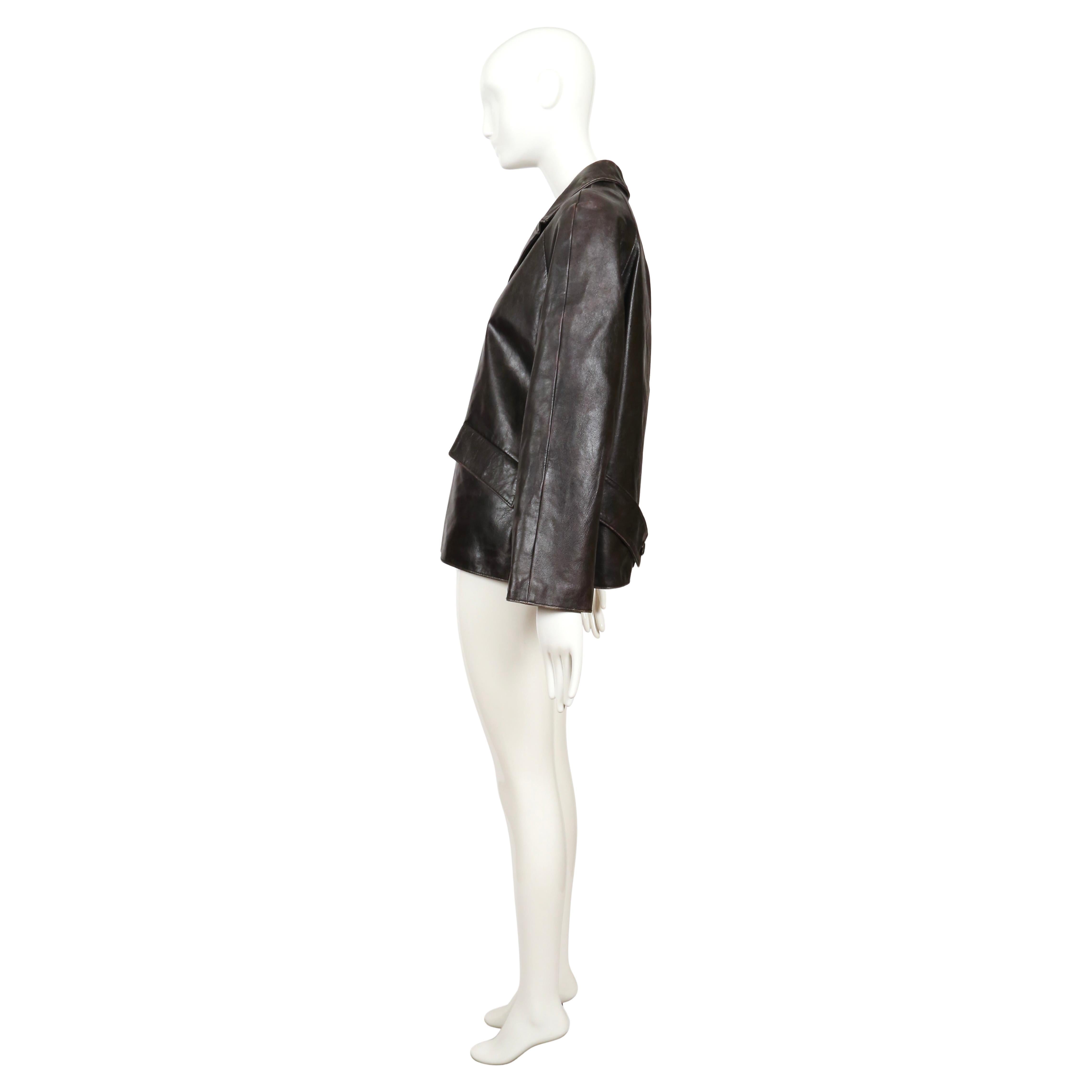2000 MIU MIU heavily 'distressed' leather RUNWAY jacket For Sale 3