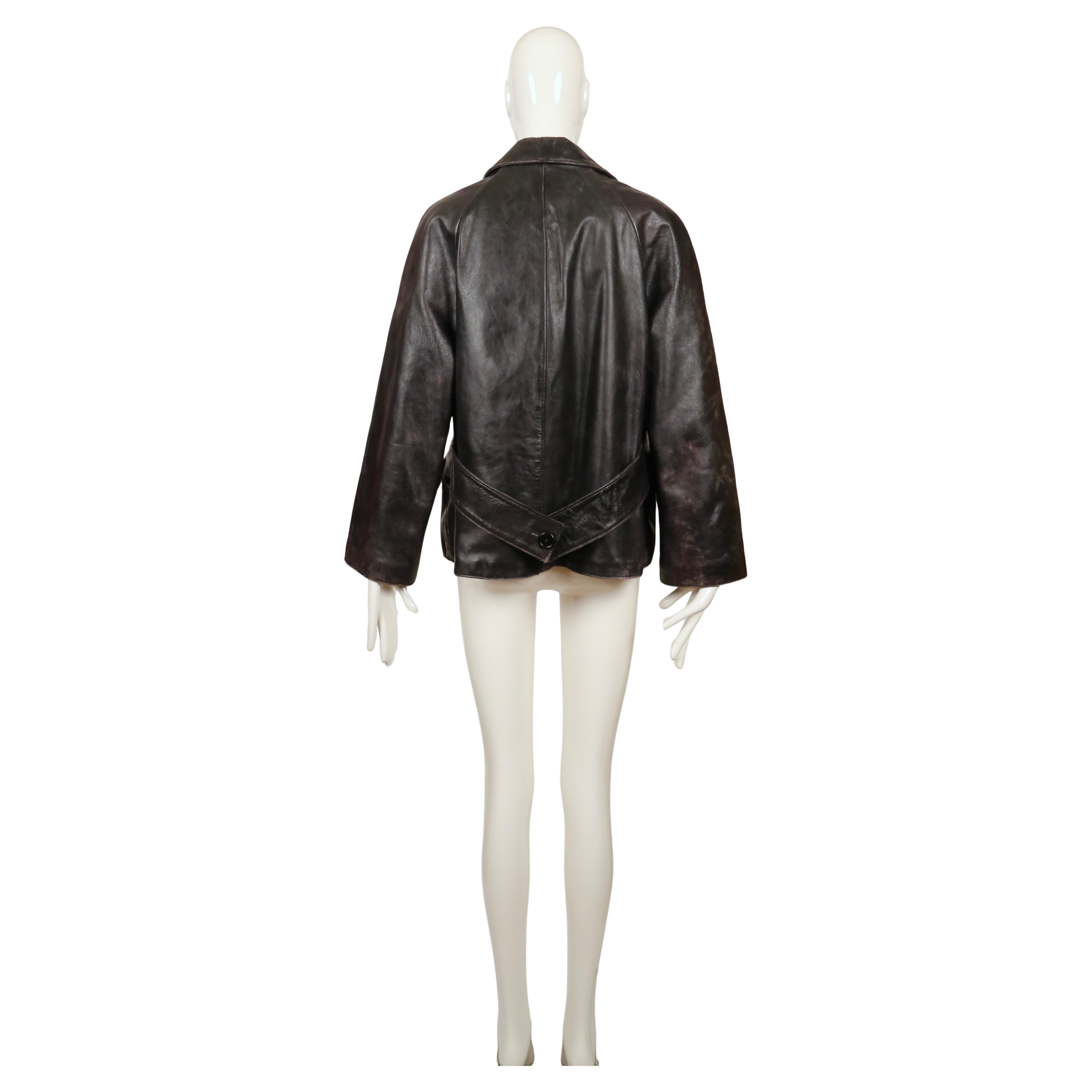 2000 MIU MIU heavily 'distressed' leather RUNWAY jacket For Sale 4
