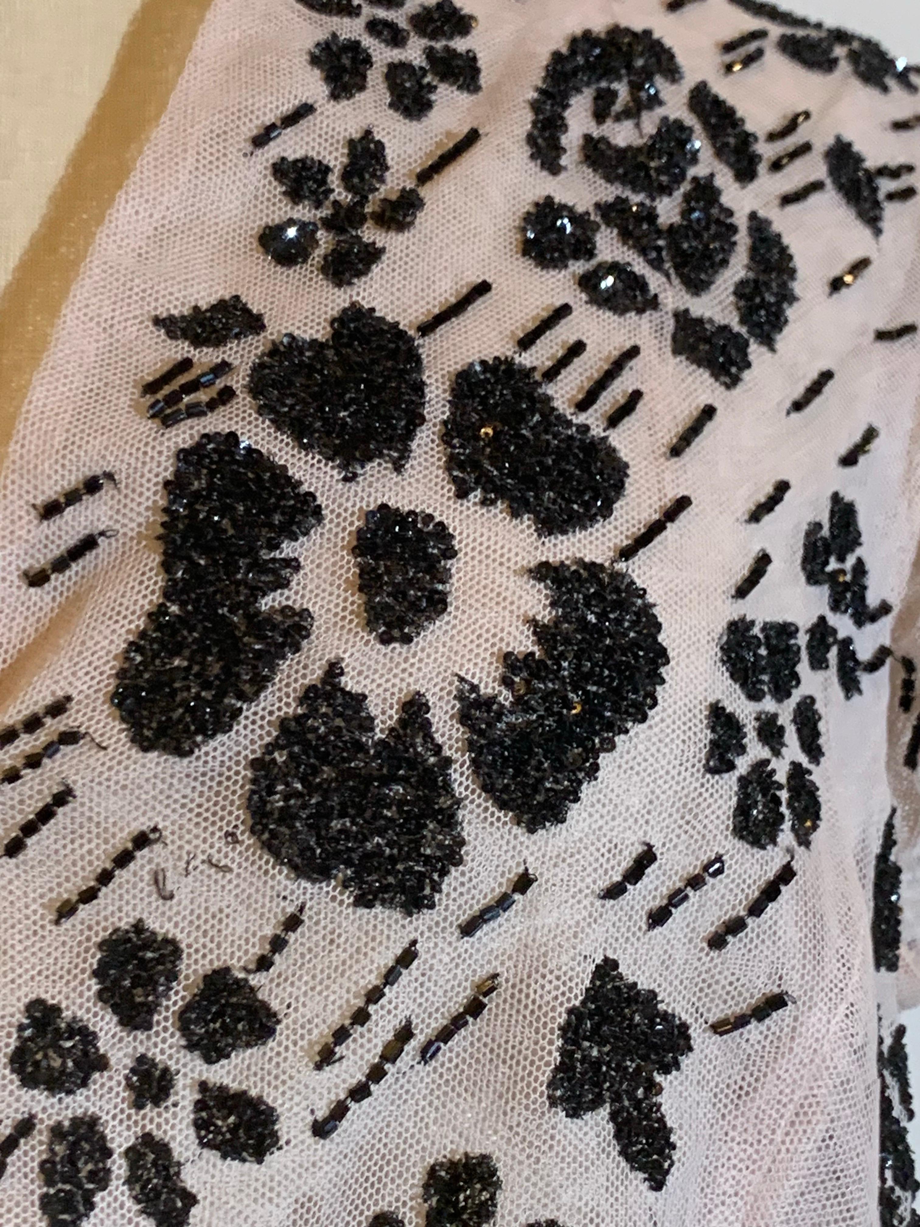 2000 Monique Lhuillier Conjunto de falda de baile con corpiño de seda negra, top de cuentas y fajín en venta 1