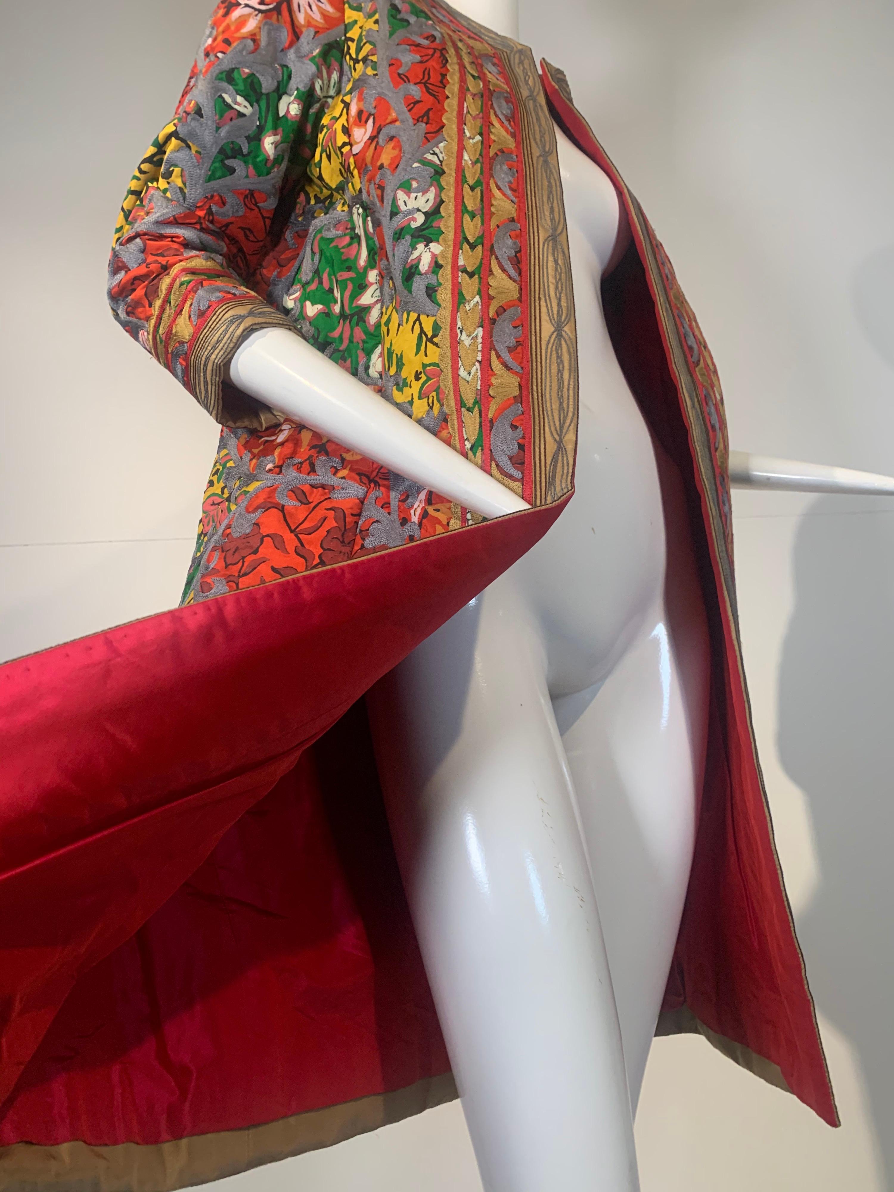 2000 Oscar De La Renta - Cappotto in seta stampato e ricamato in stile turco - taglia 8 In condizioni ottime a Gresham, OR