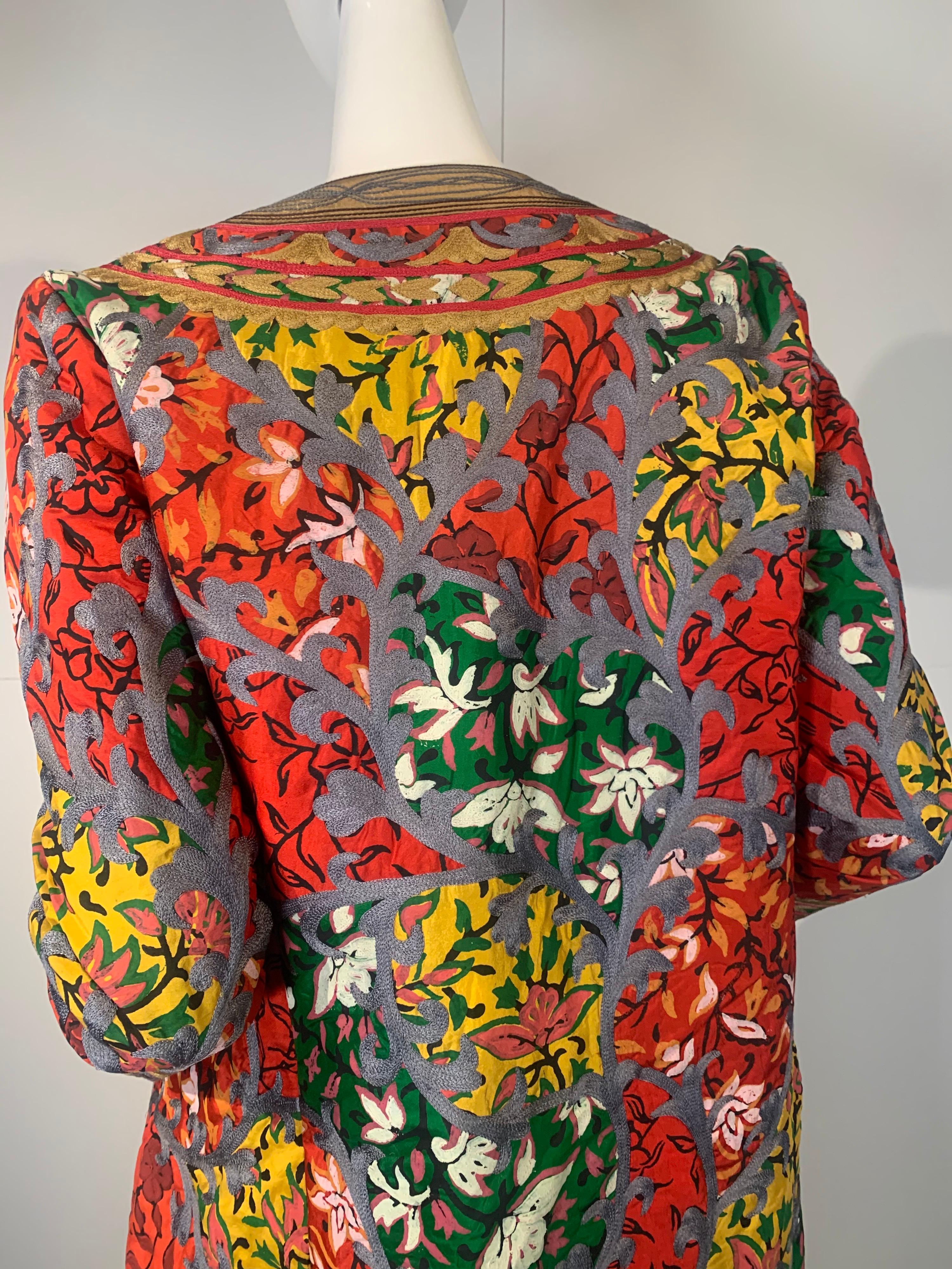 Women's 2000 Oscar de la Renta Silk Print & Embroidered Turkish Style Coat Size 8