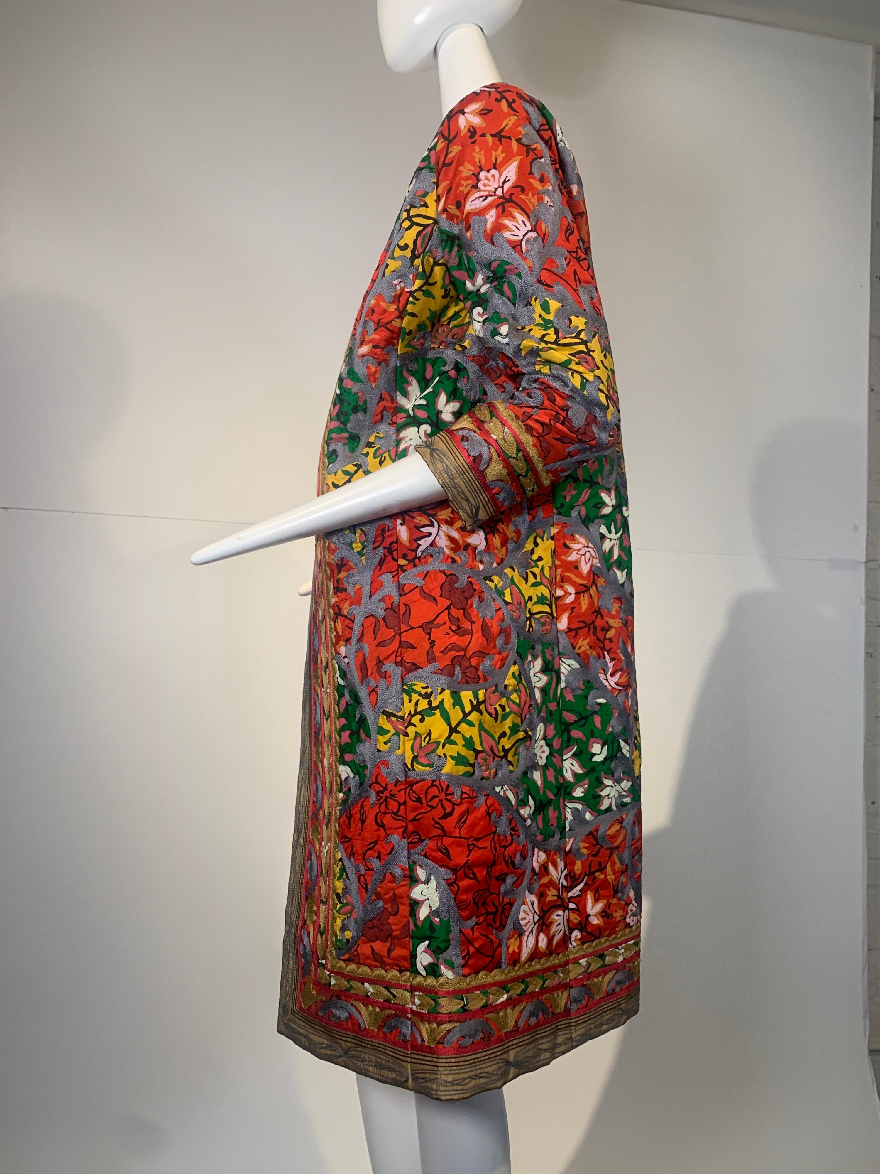 2000 Oscar de la Renta Silk Print & Embroidered Turkish Style Coat Size 8 1