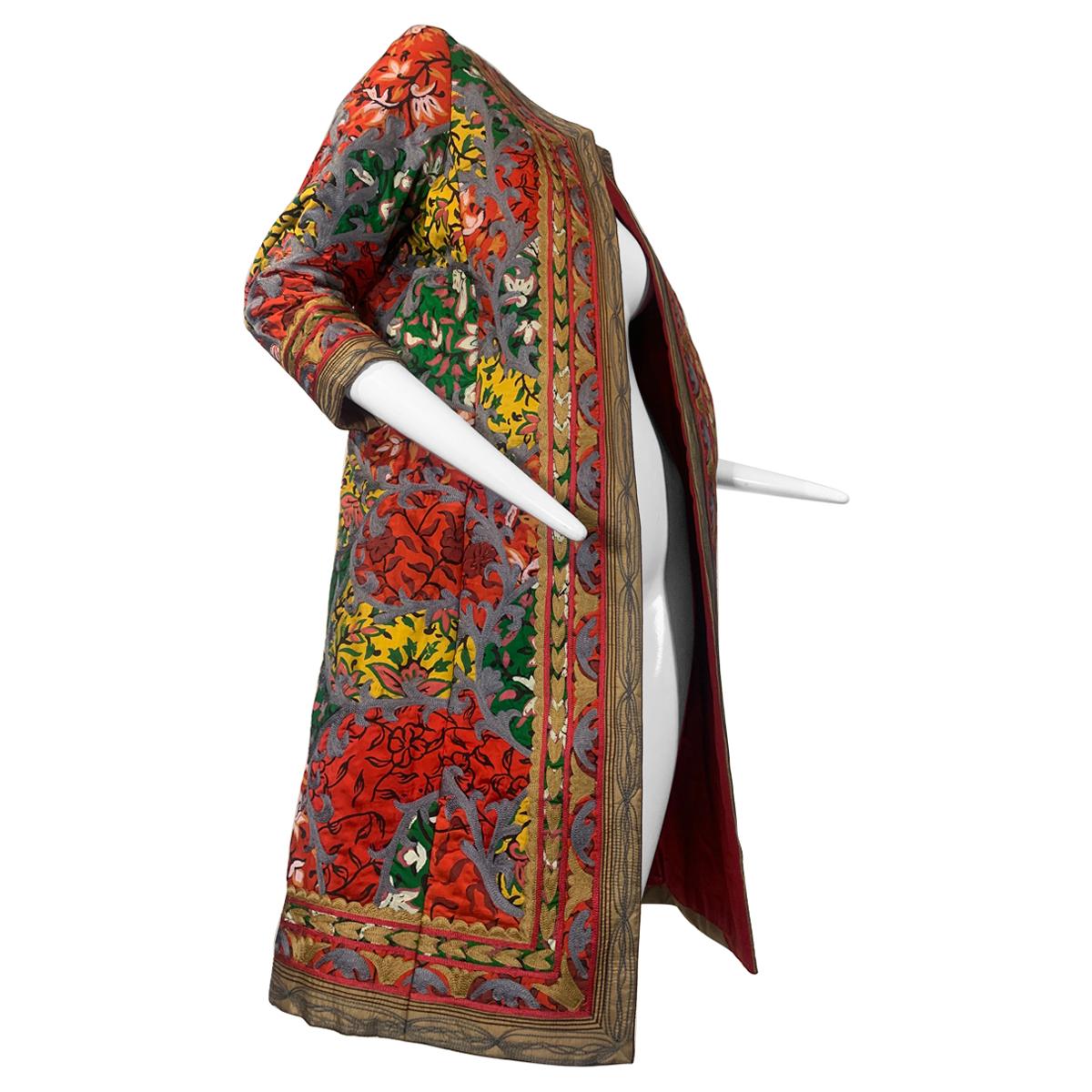 2000 Oscar de la Renta Silk Print & Embroidered Turkish Style Coat Size 8