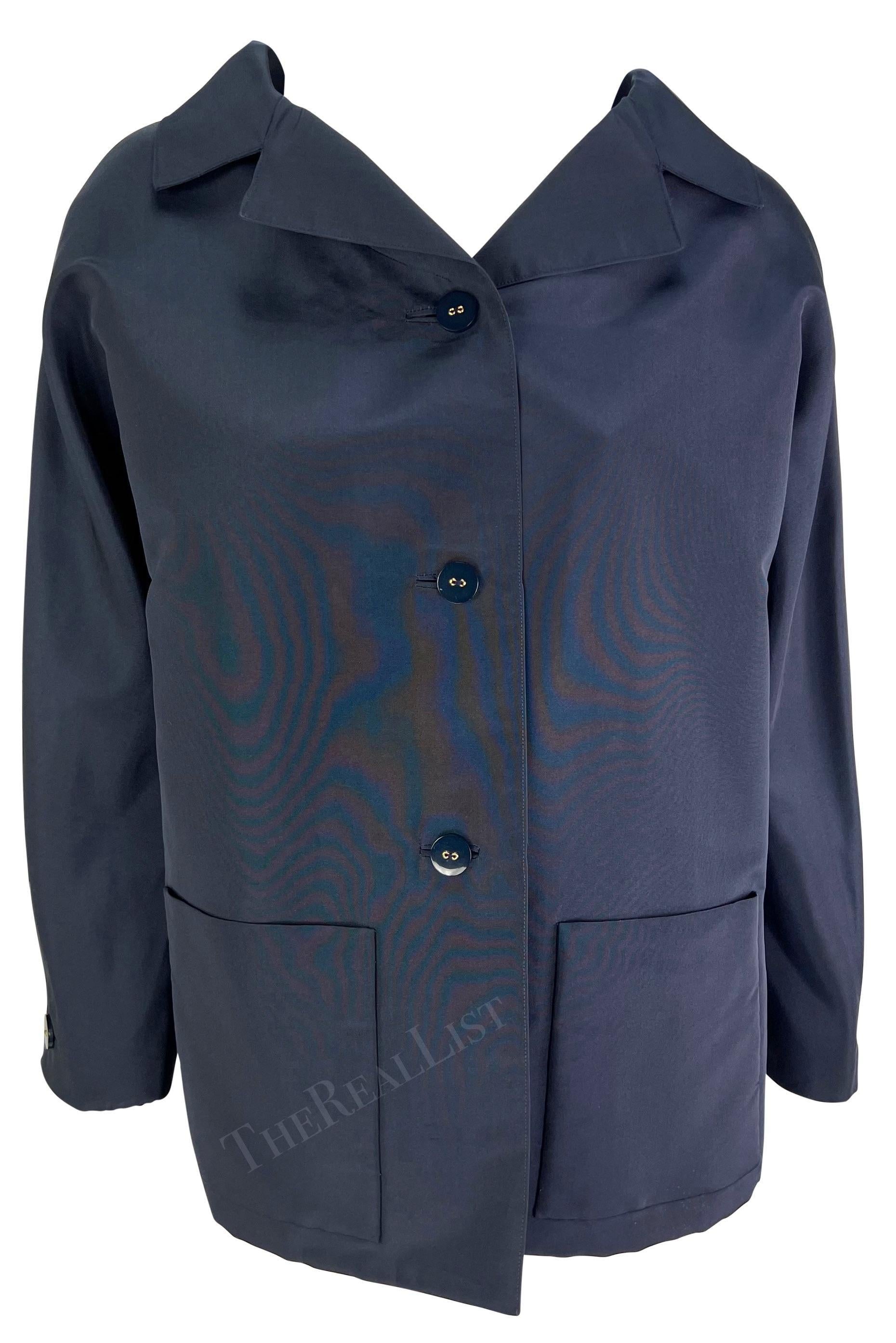 2000 Pierre Balmain Haute Couture by Oscar de la Renta Marineblauer Car Coat (Schwarz) im Angebot