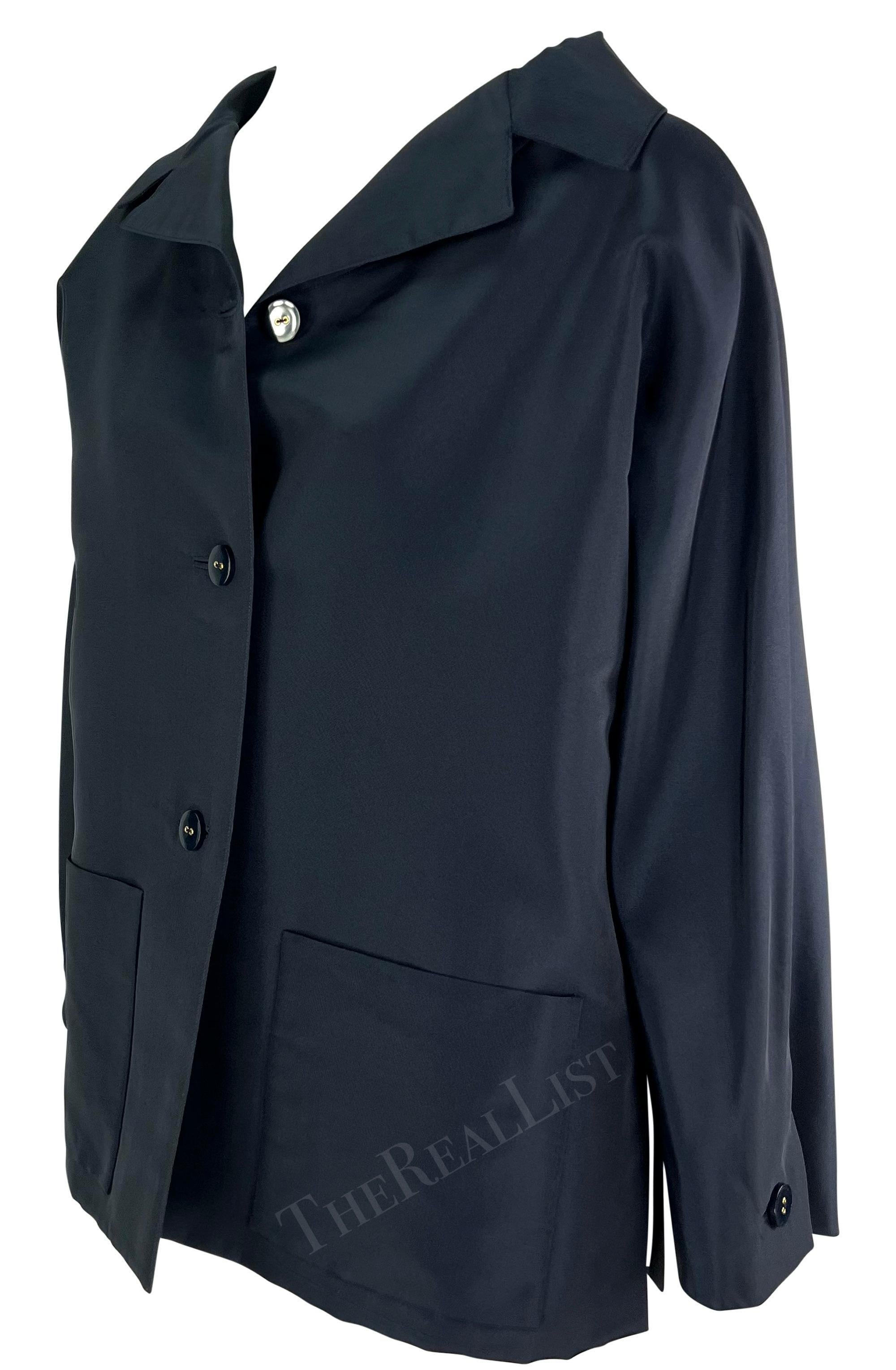 2000 Pierre Balmain Haute Couture by Oscar de la Renta Marineblauer Car Coat im Zustand „Hervorragend“ im Angebot in West Hollywood, CA