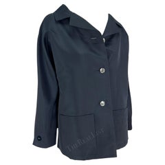 2000 Pierre Balmain Haute Couture by Oscar de la Renta Navy Car Coat