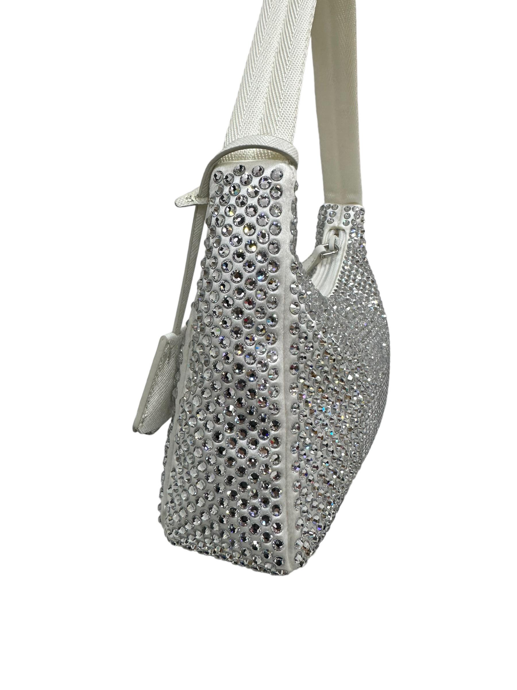 2000 Prada ReEdition Crystal White Top Handle Bag For Sale at 1stDibs