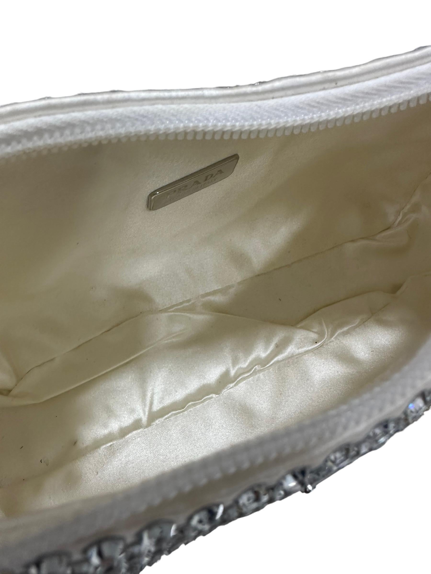 2000 Prada Re-Edition Crystal White Top Handle Bag 12