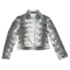 2000 Roberto Cavalli B&W Zebra Print Biker Jacket