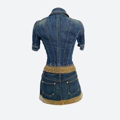 2000 Roberto Cavalli Embellished Denim Two-Piece Set