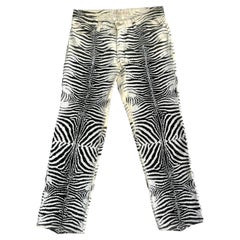 2000 Roberto Cavalli Embellished Zebra Print Pants