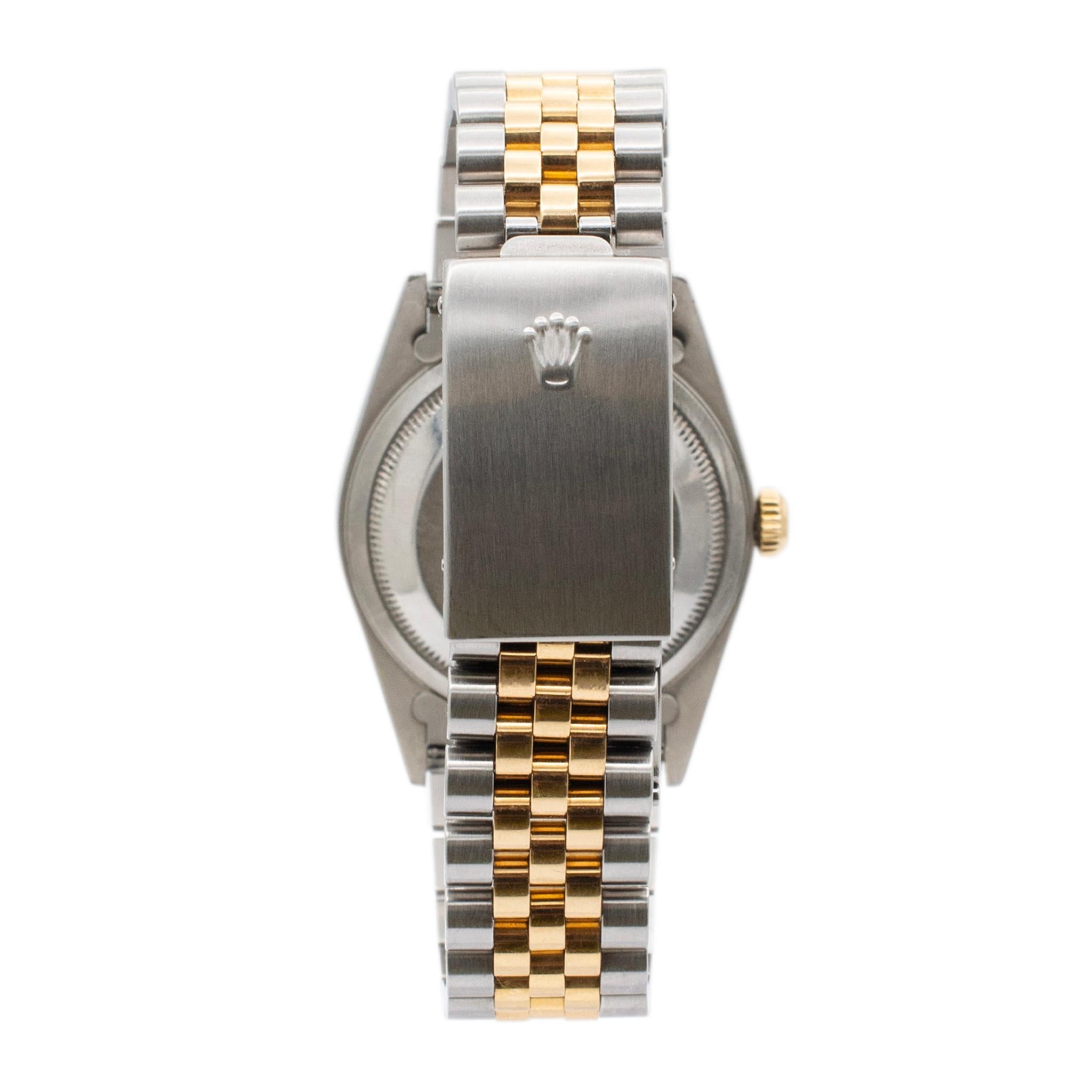 2000 Rolex Datejust 36MM 16233 Graues Zifferblatt Zweifarbige Uhr aus Stahl 18K Gelbgold für Damen oder Herren