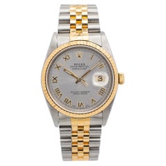 2000 Rolex Datejust 36MM 16233 Graues Zifferblatt Zweifarbige Uhr aus Stahl 18K Gelbgold