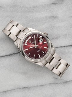 2000 Rolex Day-Date 118209 18K White Gold Cherry Dial Automatic 36mm