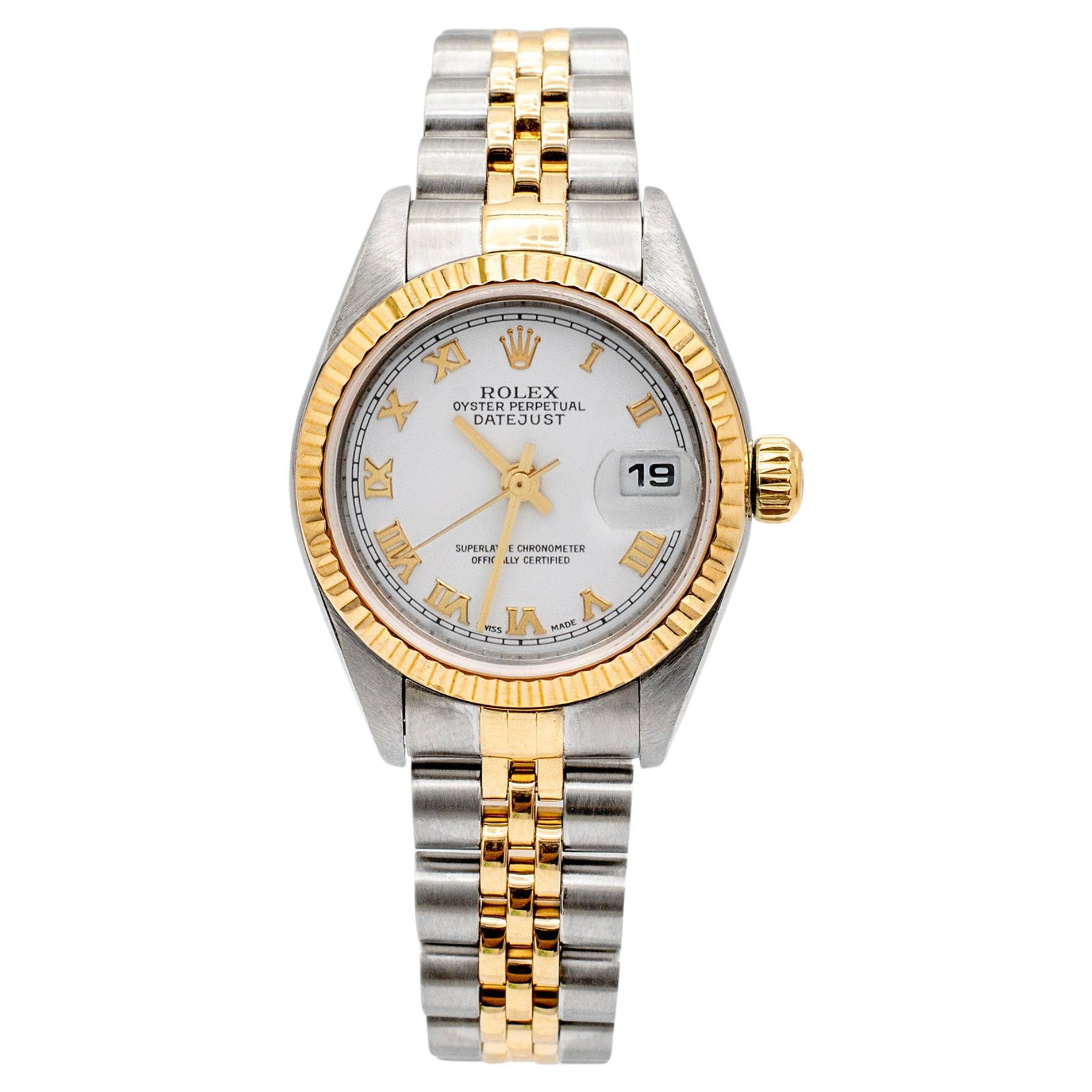 2000 Rolex Ladies Datejust 26MM 79173 Roman Stainless Steel Yellow Gold Watch
