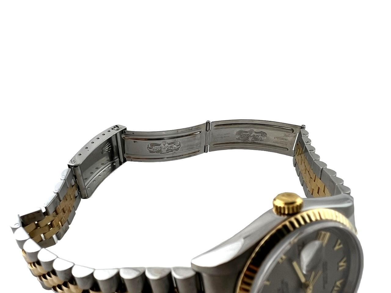2000 Rolex Herren Datejust 16203 Zwei-Ton-Uhr Jubilee Schiefer Box/Papiere im Angebot 2