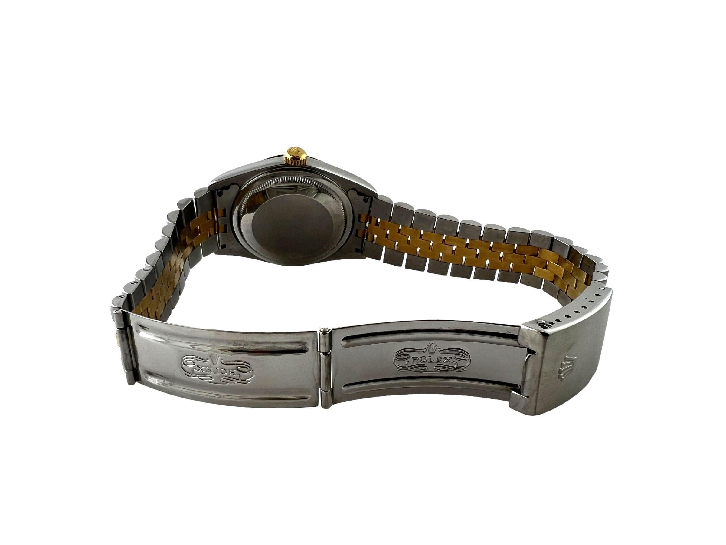 2000 Rolex Herren Datejust 16203 Zwei-Ton-Uhr Jubilee Schiefer Box/Papiere im Angebot 4