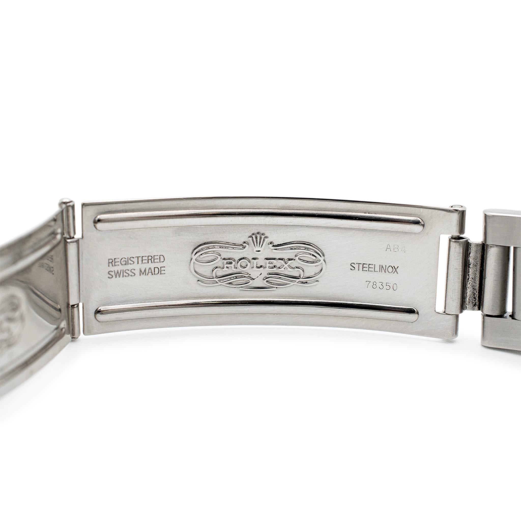 2000 Rolex Oyster Perpetual Date 34MM 15200 White Roman Dial Oyster Steel Watch In Excellent Condition In Houston, TX