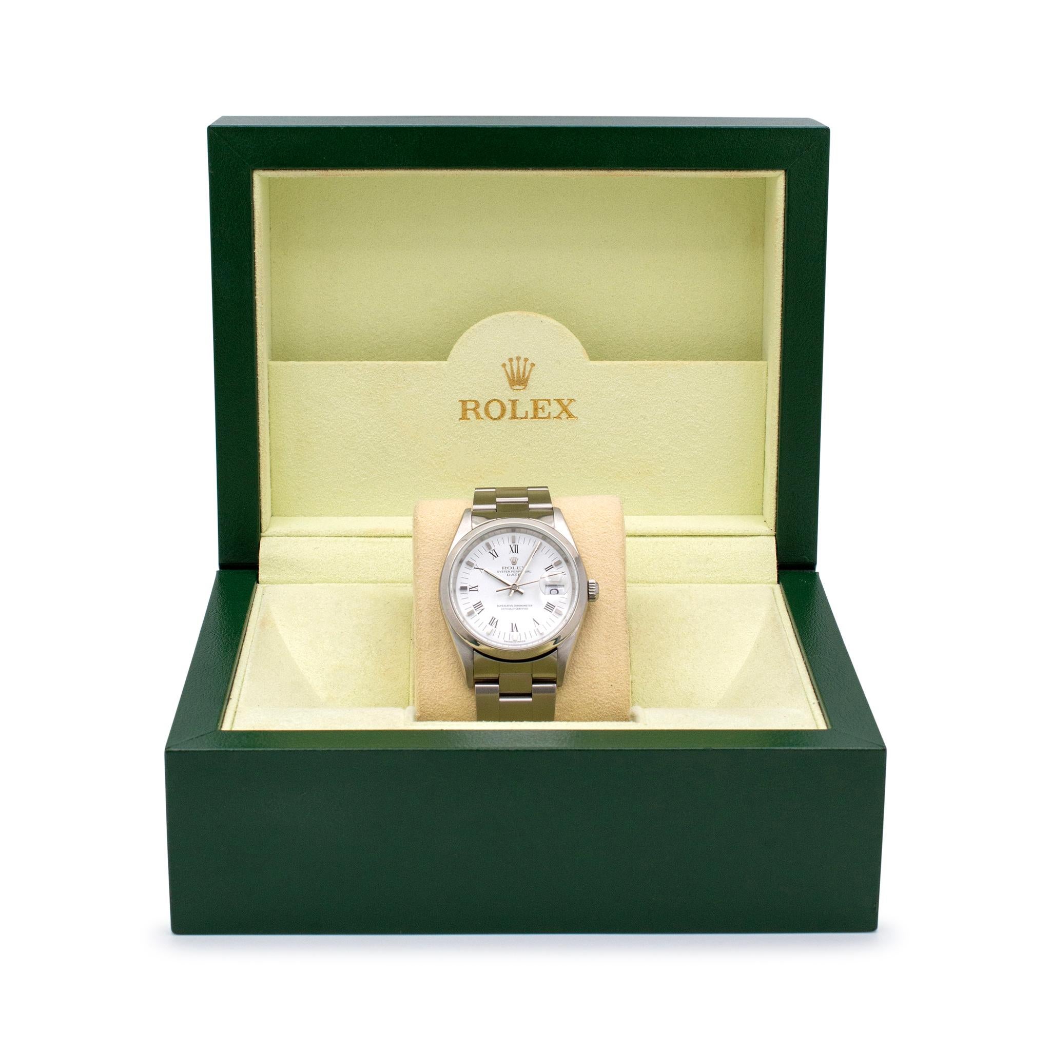 2000 Rolex Oyster Perpetual Date 34MM 15200 White Roman Dial Oyster Steel Watch 1