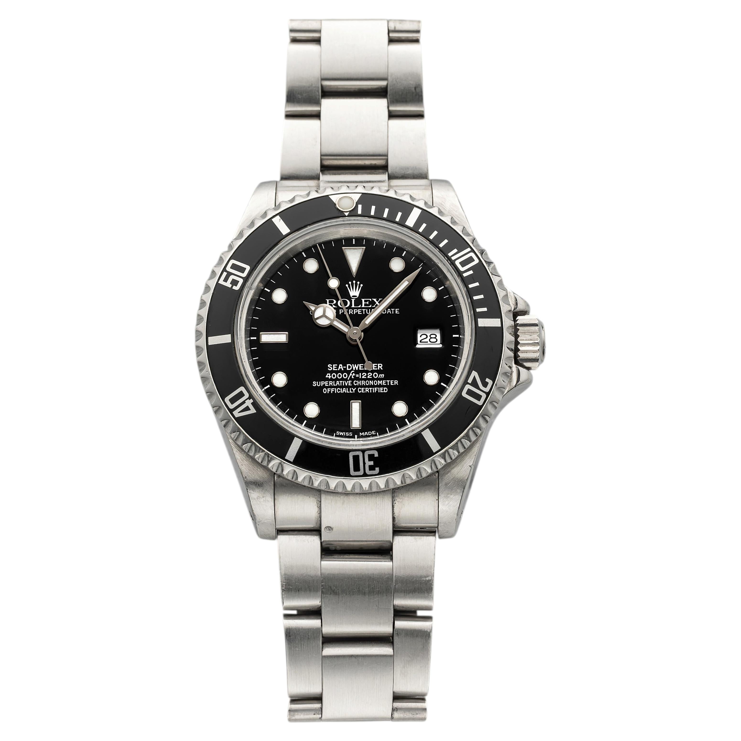 2000 Rolex Sea Dweller 16600 Edelstahl, schwarzes Zifferblatt, Automatik, 40 mm