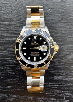 2000 Rolex Submariner 16613 Zwei-Ton schwarzes Zifferblatt Herrenuhr Box/Papiere #24537