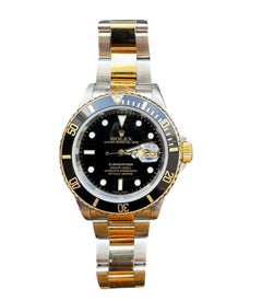 2000 Rolex Submariner 16613 Two Tone Black Dial Men's Watch Box/Papers #24537