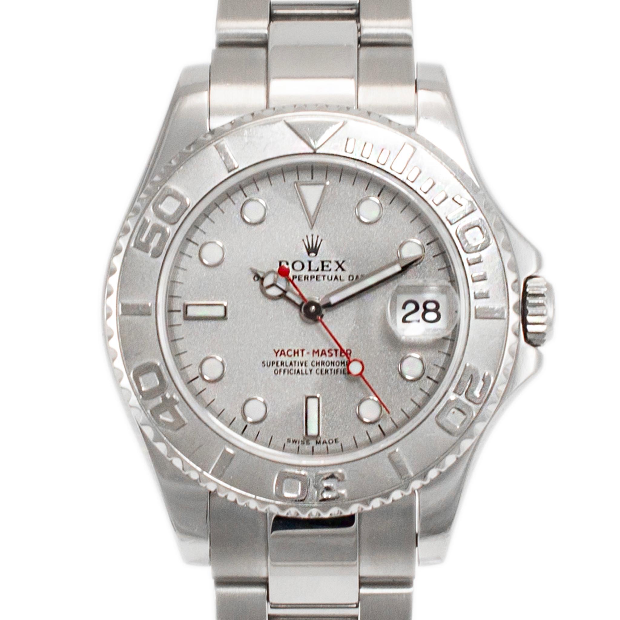 Brand: Rolex 

Gender: Unisex 

Metal Type: Platinum and Stainless Steel

Diameter: 35.00 mm

Weight: 93.48 grams

One platinum and stainless steel, ROLEX Swiss-made watch. The metals were tested and determined to be platinum and stainless steel.