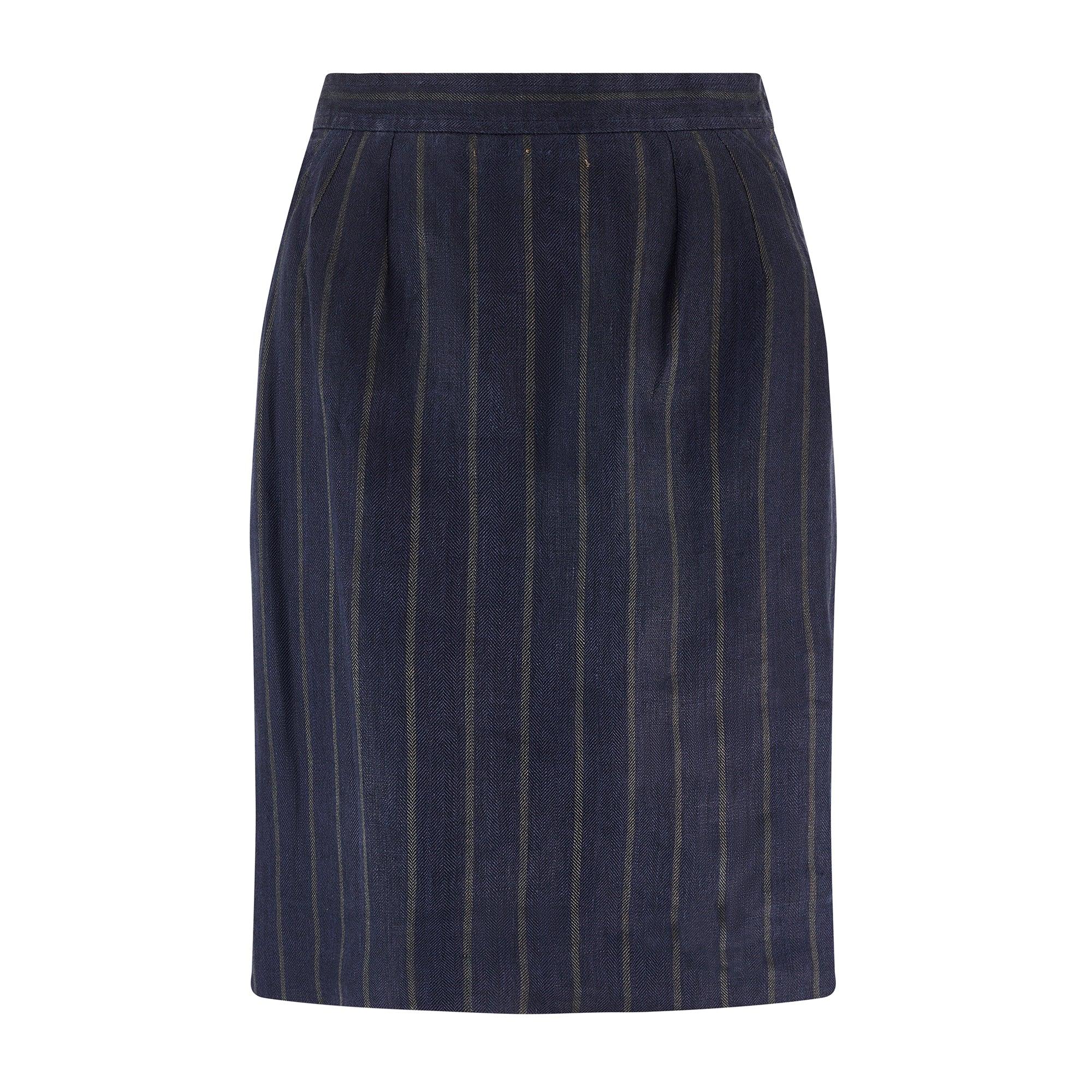 2000 Runway Alber Elbaz for Saint Laurent Navy Pinstripe Skirt Suit In Excellent Condition In London, GB