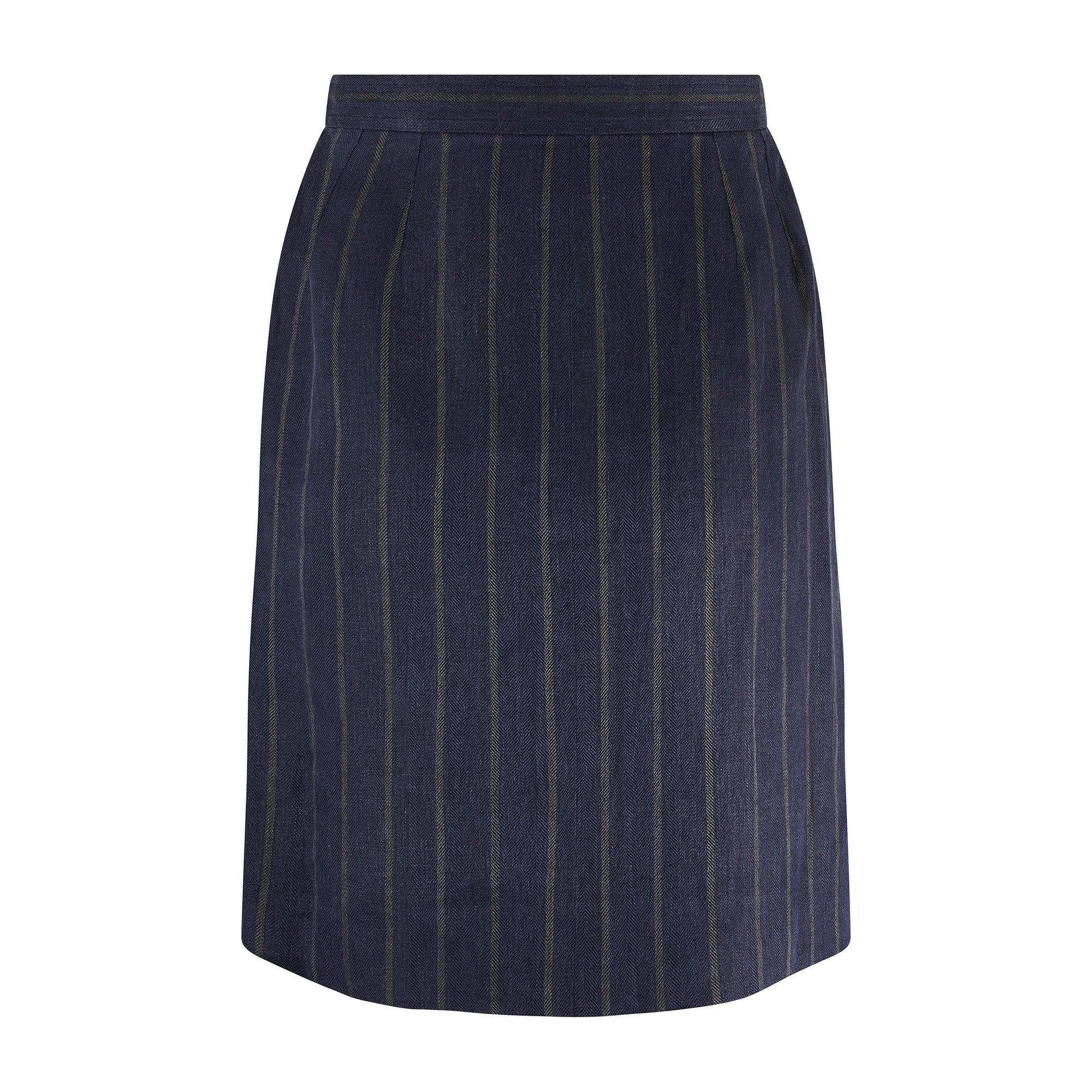 2000 Runway Alber Elbaz for Saint Laurent Navy Pinstripe Skirt Suit 1