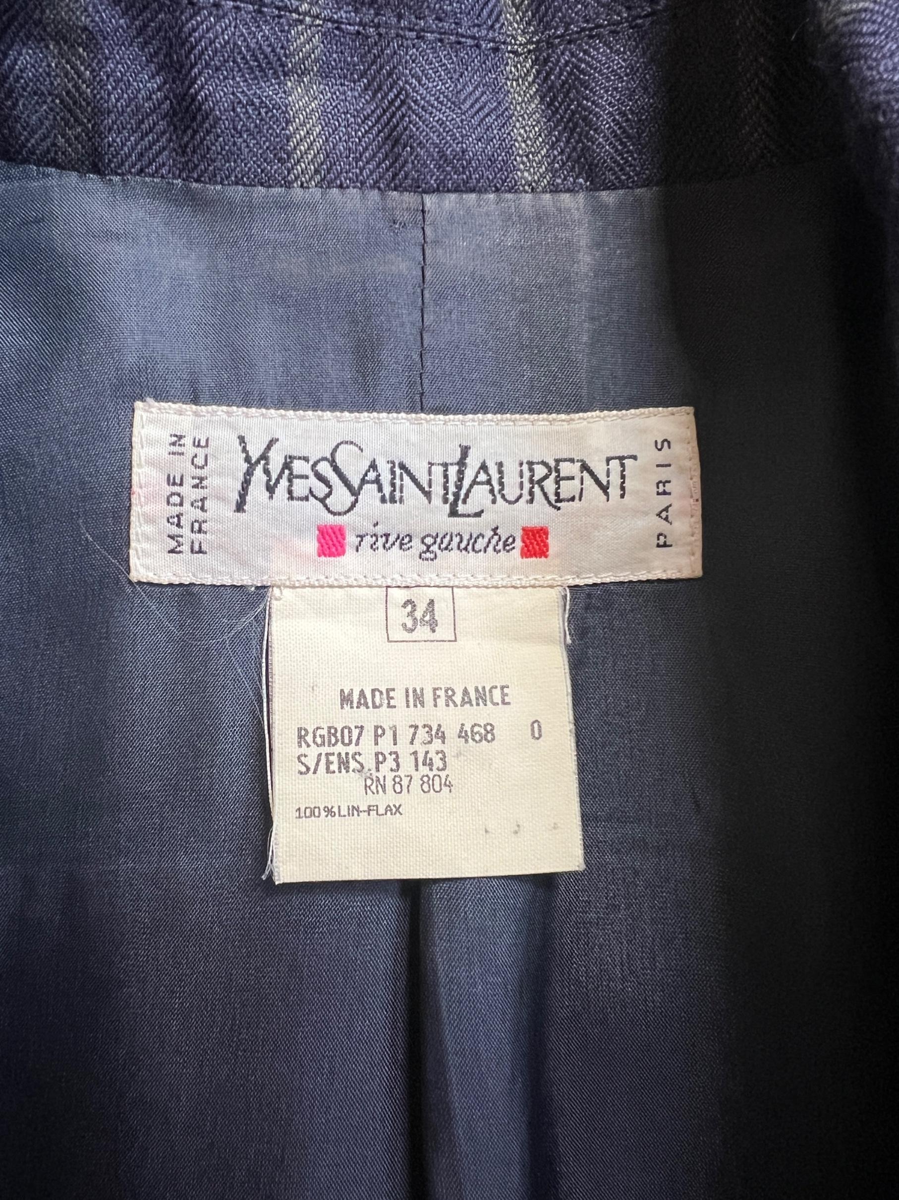 2000 Runway Alber Elbaz for Saint Laurent Navy Pinstripe Skirt Suit 2