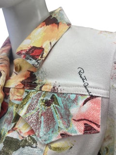 2000-s Vintage Roberto Cavalli Floral Denim Jacket Size S