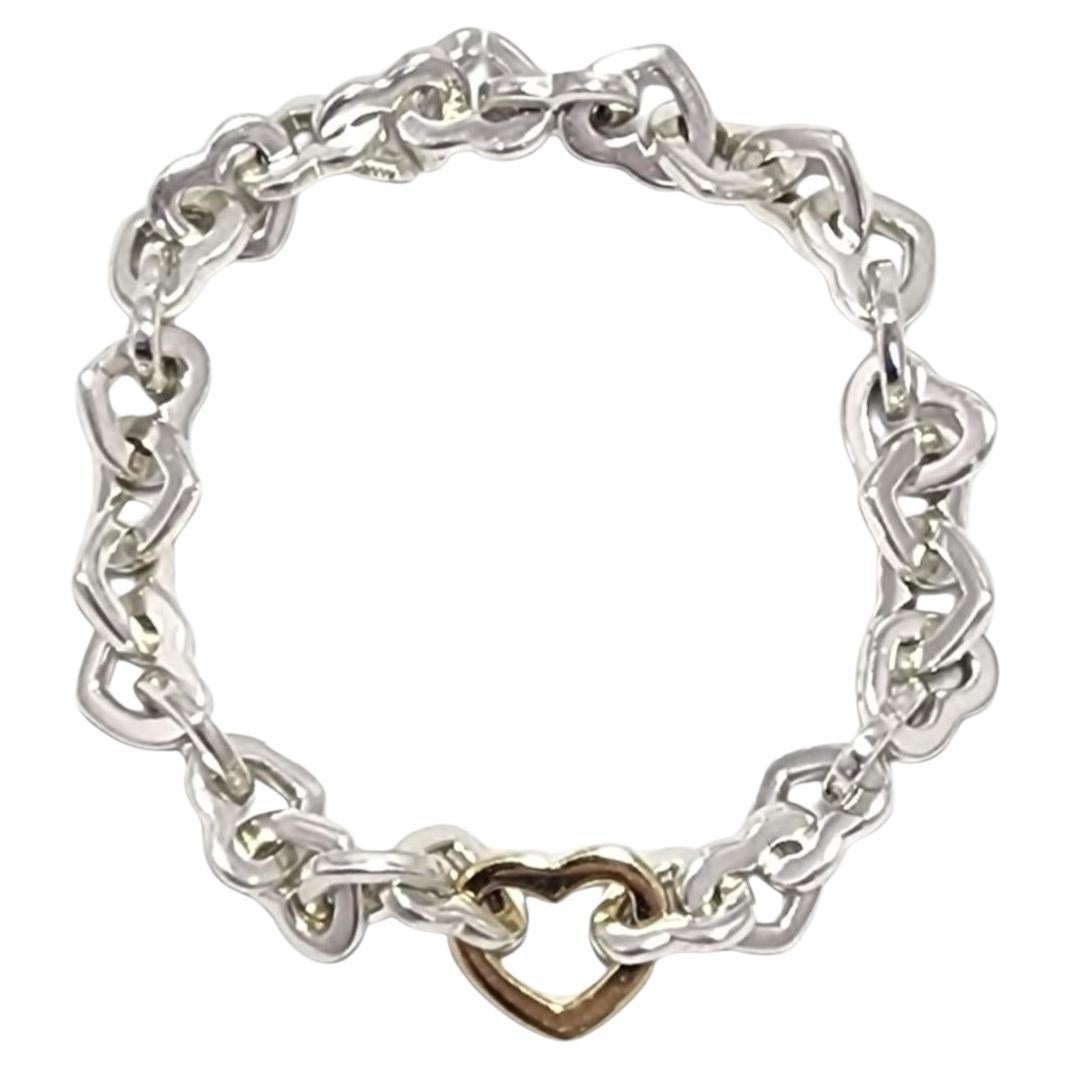 2000 Tiffany 
Co. Sterling 18K Yellow Gold Interlocking Heart Bracelet #24022 in vendita