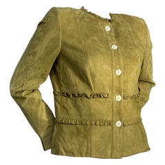 2000 Valentino Lime Green Suede Tailored Jacket