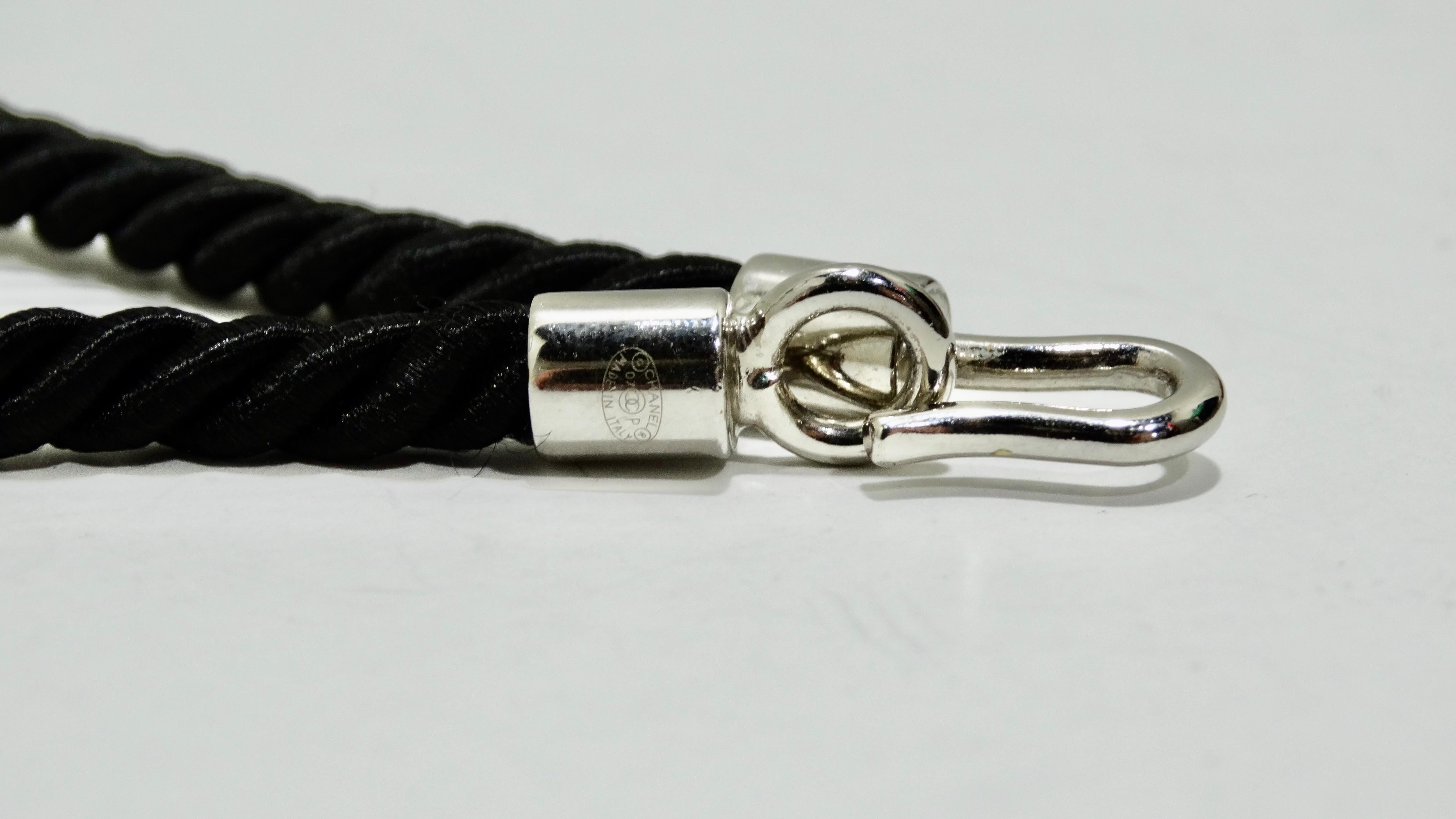 Women's or Men's 2000 Vintage Chanel Crocodile Print Oversized CC Pendant Collier Necklace