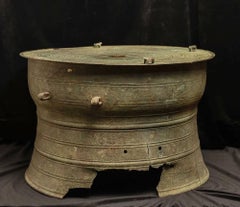 2000+ Years Chinese Bronze Han Frog Rain Drum from Yunnan