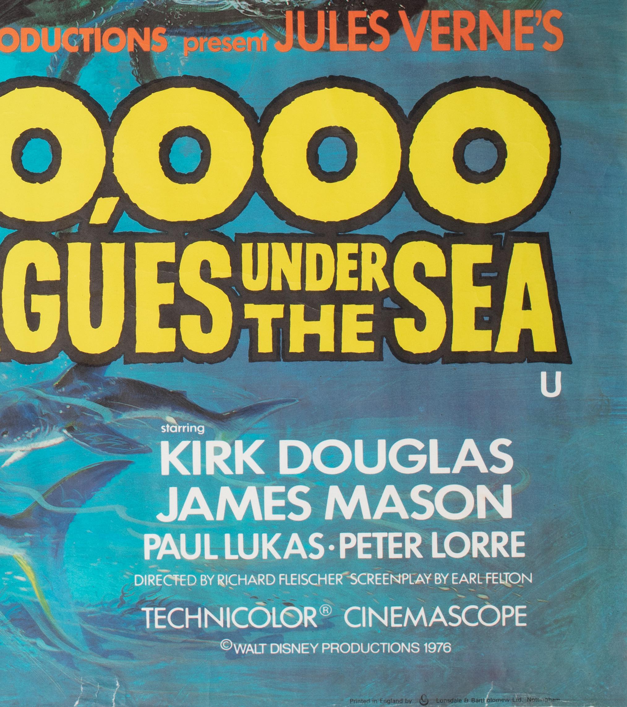 20000 Leagues Under the Sea R1976 UK Quad Film Poster, Brian Bysouth For Sale 2