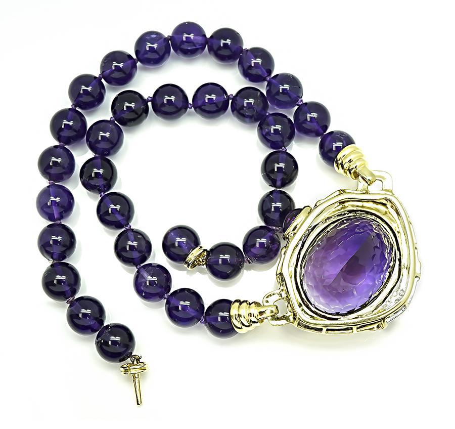 200.00ct Amethyst Diamant Gold Halskette im Zustand „Gut“ im Angebot in New York, NY