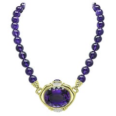 200.00ct Amethyst Diamant Gold Halskette