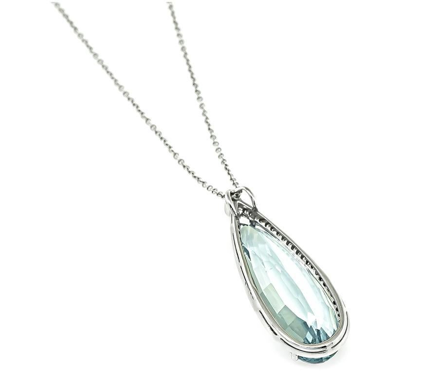 Collana con ciondolo con acquamarina 20.00ct e diamante 1.00ct In condizioni buone in vendita a New York, NY