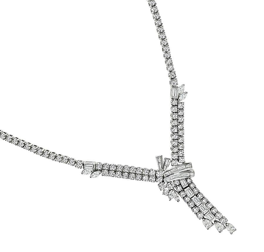 Round Cut 20.00ct Diamond Gold Necklace For Sale
