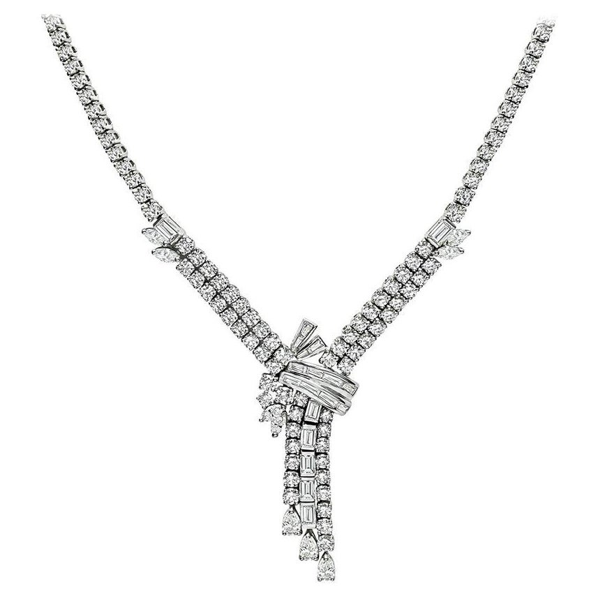 20.00ct Diamond Gold Necklace For Sale