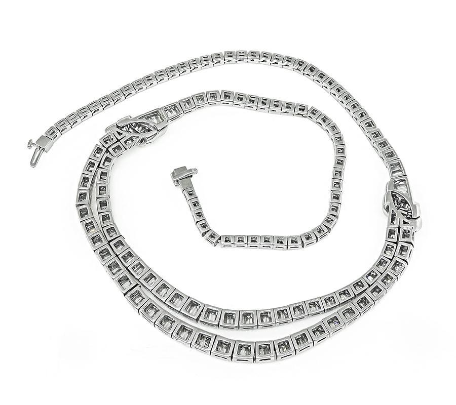 20.00ct Diamond Platinum Necklace In Good Condition For Sale In New York, NY