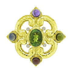20.00ct Green Tourmaline Multi Color Gemstone Pin/Pendant