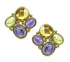 20.00ct Multi Color Gemstone Gold Earrings
