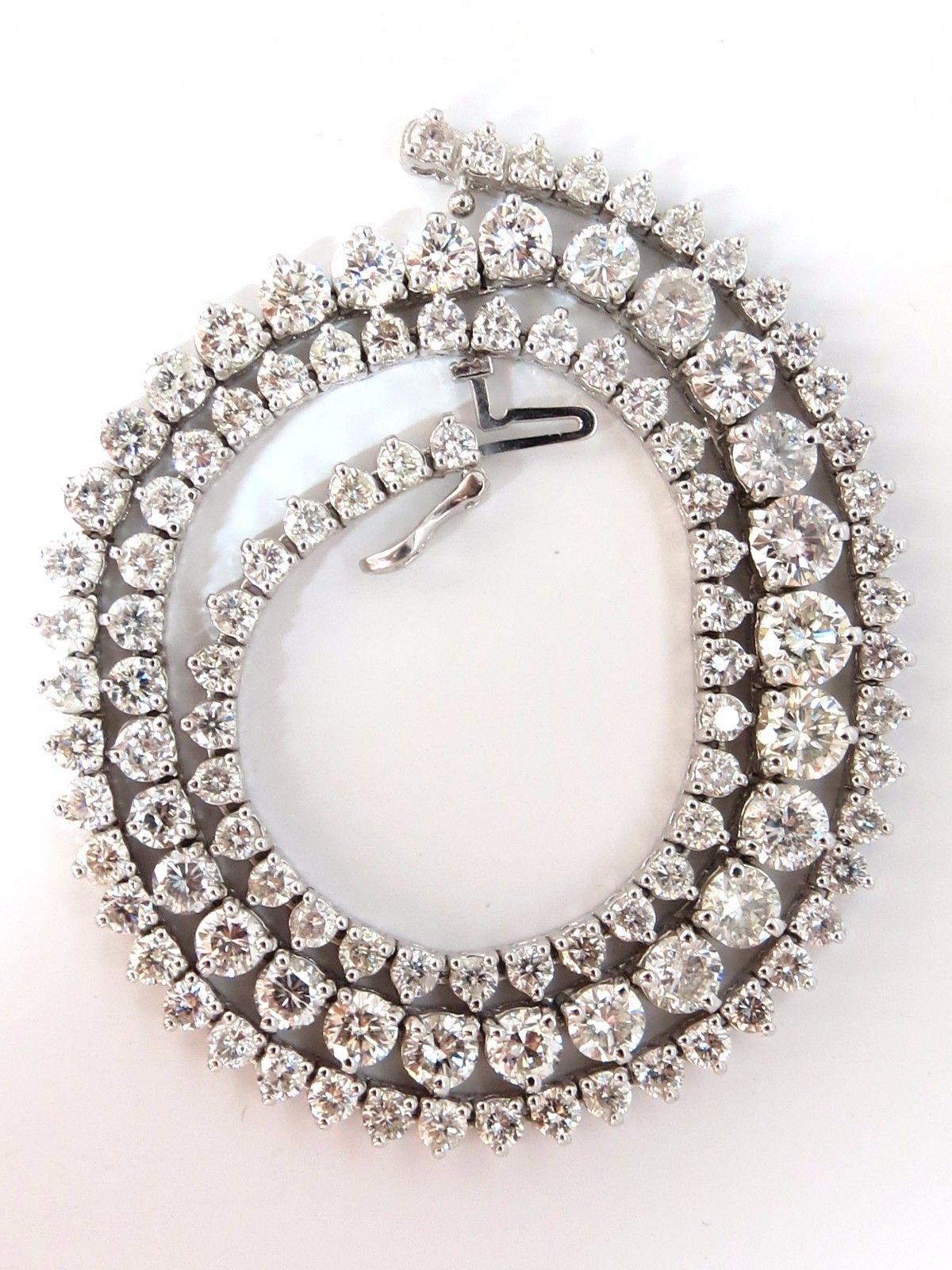 Round Cut 20.00ct natural round brilliant diamonds tennis necklace 14kt classic Riviera